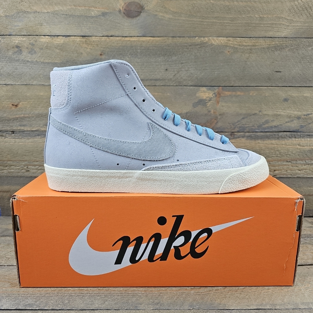 Nike Blazar Mid '77 PRM Men's Shoes Sneakers Grey Fog Two Laces